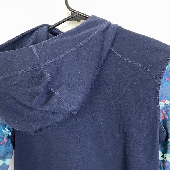 Smartwool Pullover 1/4 Zip Base Layer Womens Size XS Blue Merino Wool Geometric - Picture 5 of 11